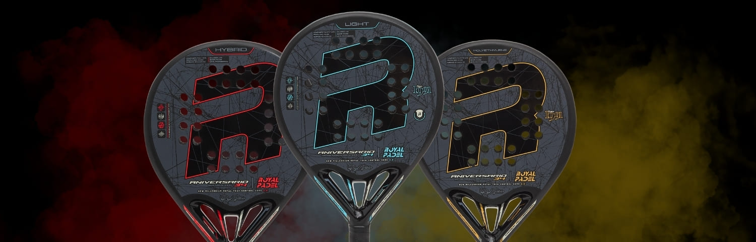 Illustration bannière Raquettes de padel Royal Padel Aniversario