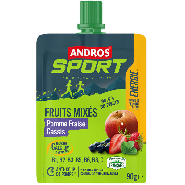 Gourde énergétiques ANDROS POMME FRAISE CASSIS