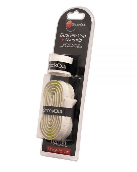Shockout Duo Grip Pro + Surgrip de padel Blanc/Jaune